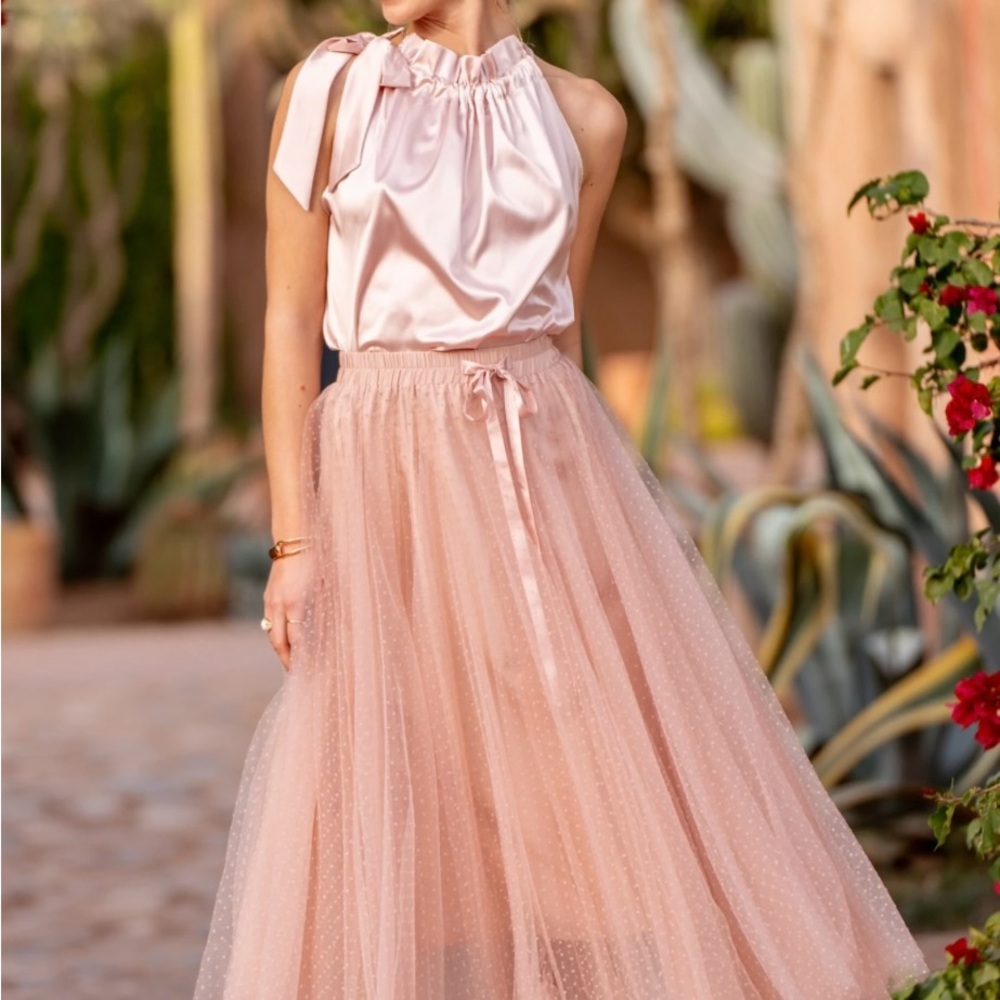 Chic Blush A-Line Tulle Skirt